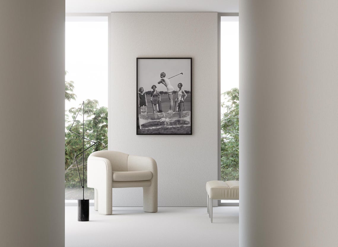 Vintage Women Golfers Teeing Off On Ice Blocks Retro Golf Photo Poster - Image 3