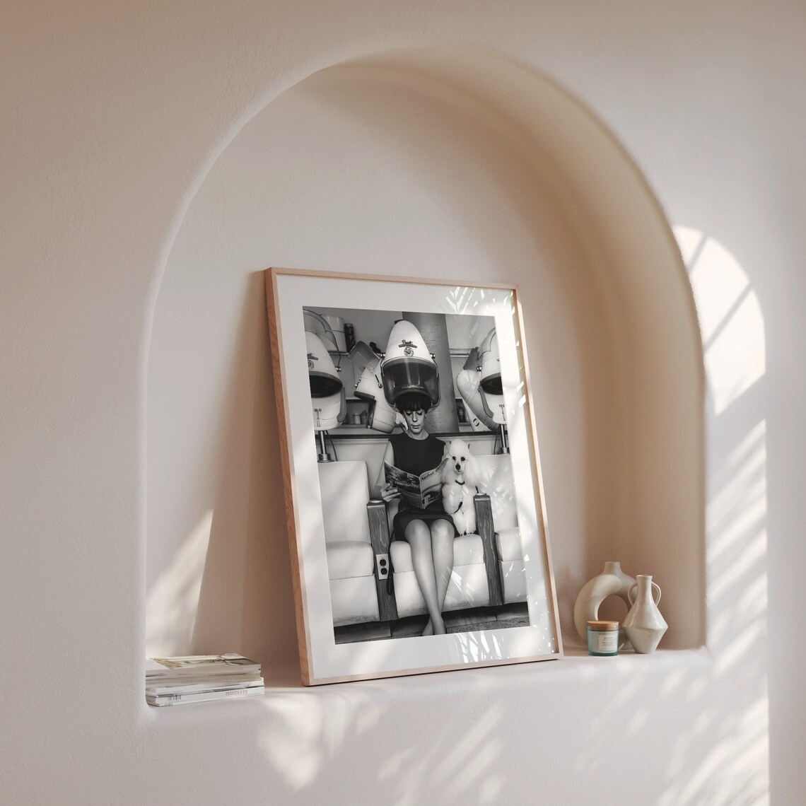 Woman And Poodle In Beauty Salon Vintage Art Print - Image 4