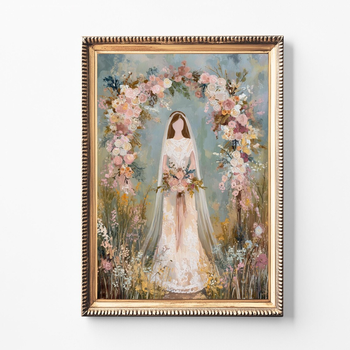 Bridal Portrait Print, Romantic Wedding Decor