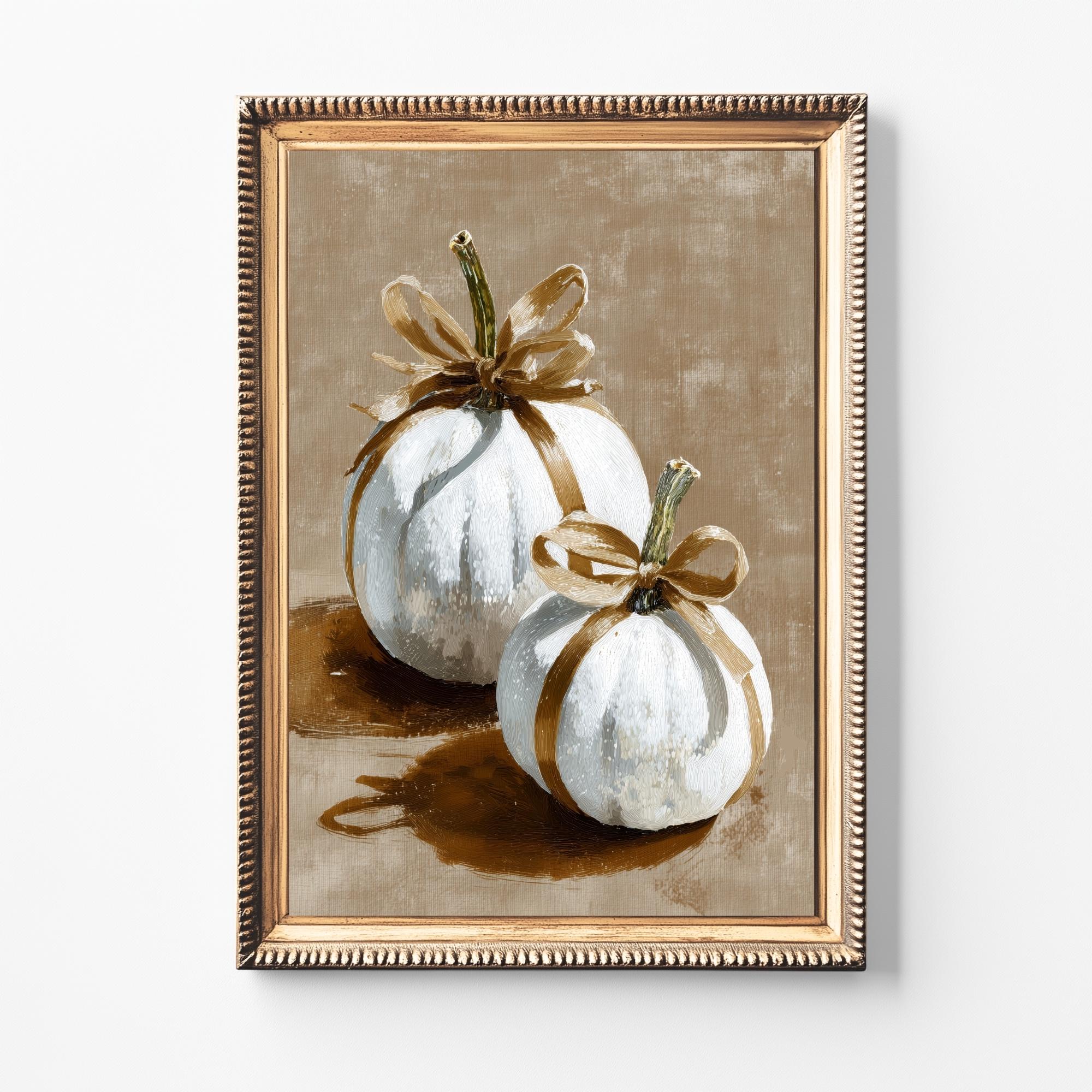 White Pumpkin Fall Art Print Neutral Farmhouse Decor