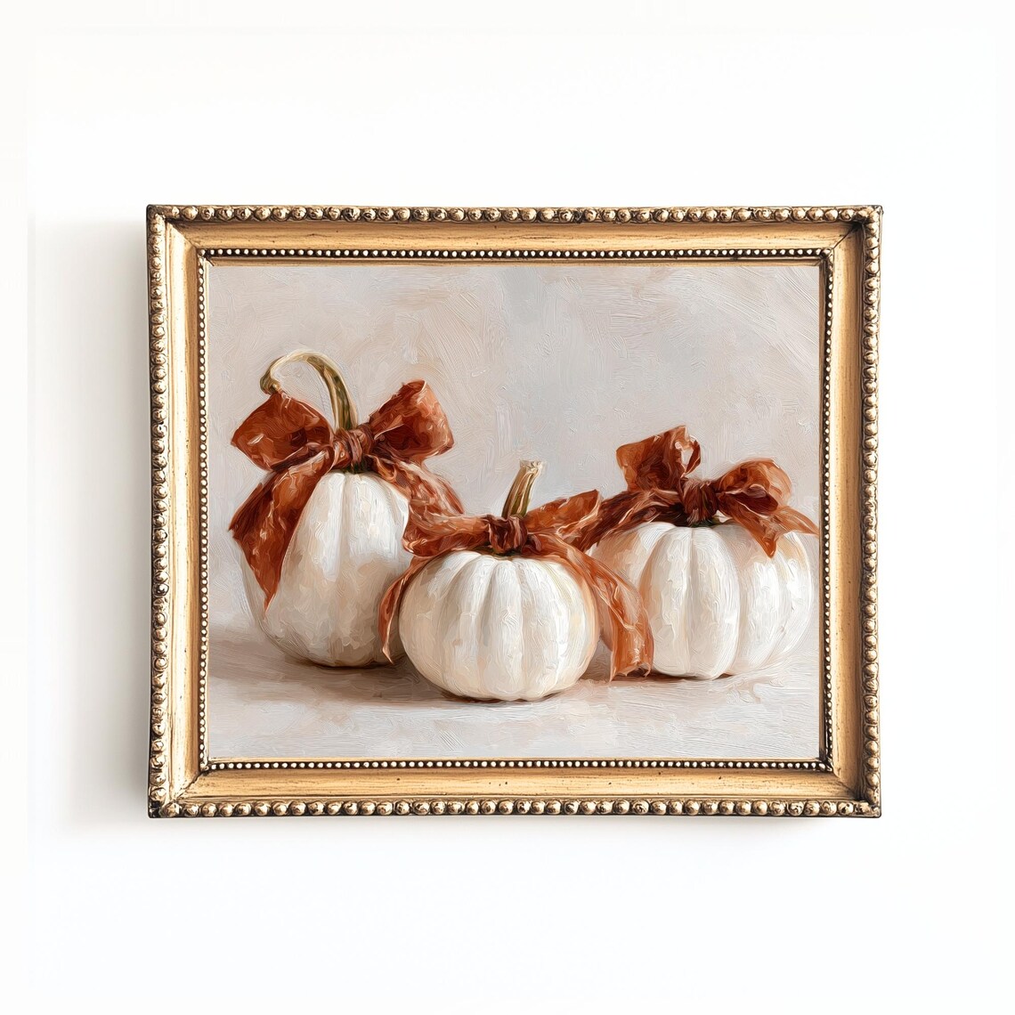 White Pumpkin Fall Art Print, Neutral Farmhouse Decor
