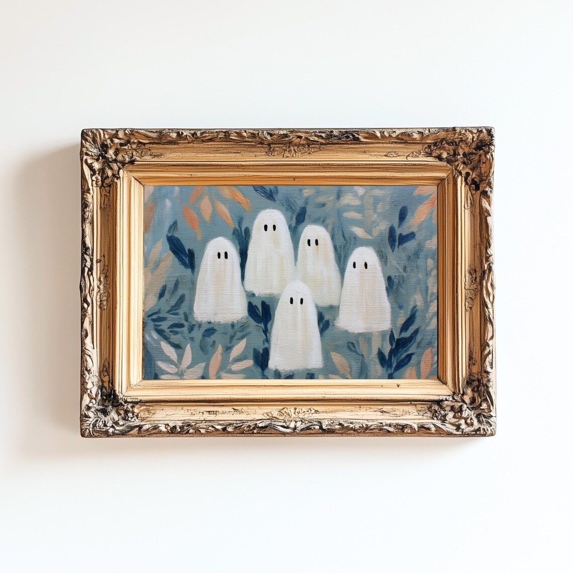 Blue Floral Halloween Print Anthroinspired Fall Decor