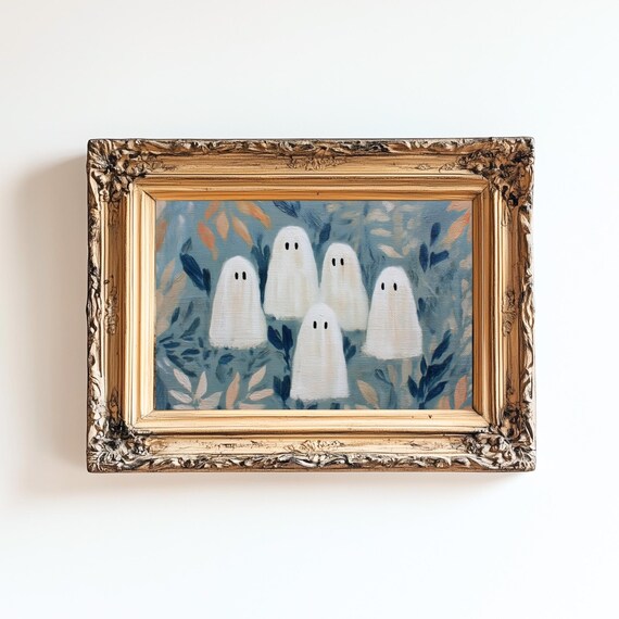 Blue Floral Halloween Print Anthroinspired Fall Decor