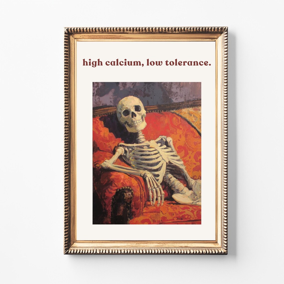 Funny Skeleton Print Vintage Gothic Halloween Wall Art
