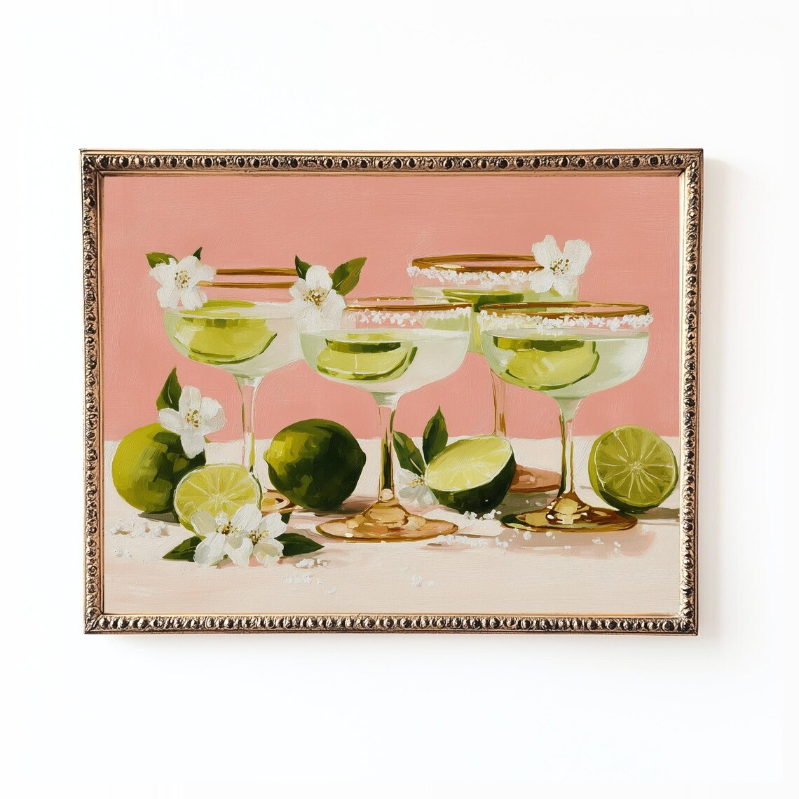 Margarita Cocktail Art Print, Pink Kitchen Bar Cart