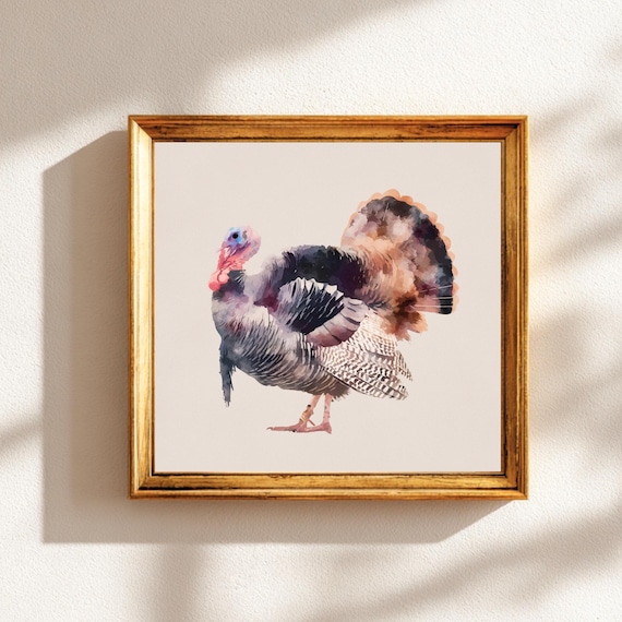Thanksgiving Fall Decor Vintage Turkey Watercolor Kitchen Print Rustic Autumn Harvest