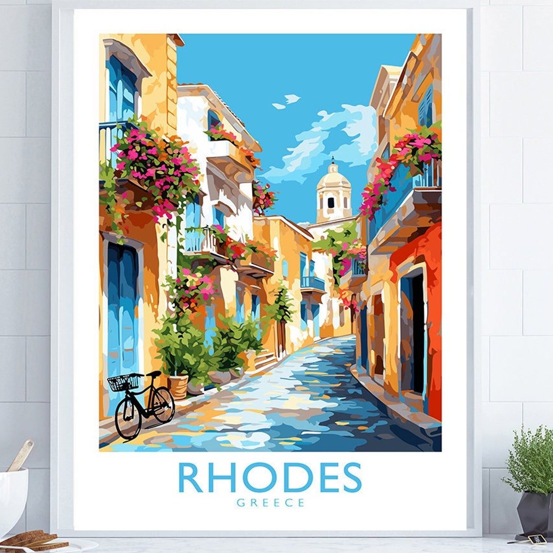 Rhodes Poster Greek Poster Greece Poster Greek Islands Poster Travel Wall Art Holiday Wall Art Travel Gallery Gallery Wall Art