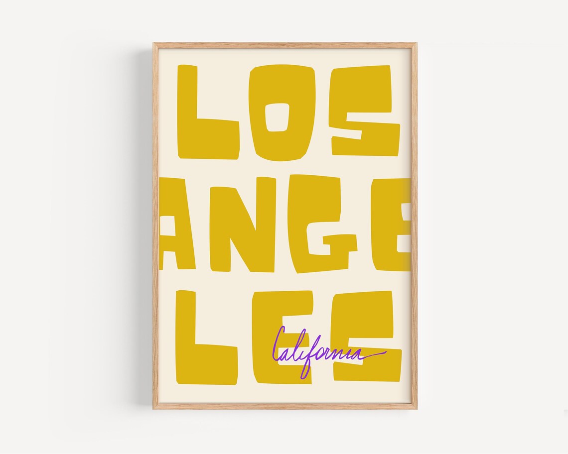 Los Angeles Typography Poster, Modern California Design