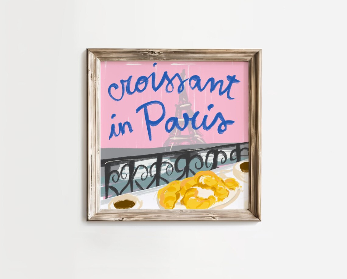 Paris Croissant Balcony View, French Cafe Decor