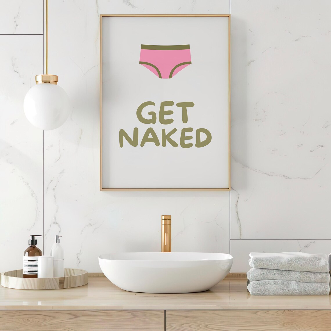 Get Naked Fun Bathroom Sign, Minimalist Decor - Image 2