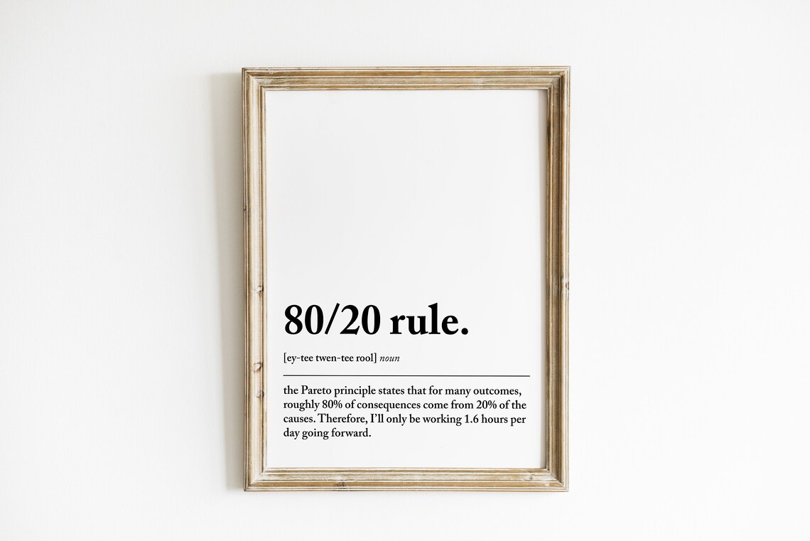 8020 Rule Definition, Funny Home Office Art Print