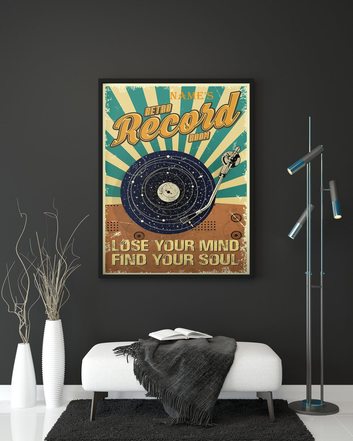 Personalized Retro Record Room Vinyl Turntable Lose Your Mind Poster - Image 2