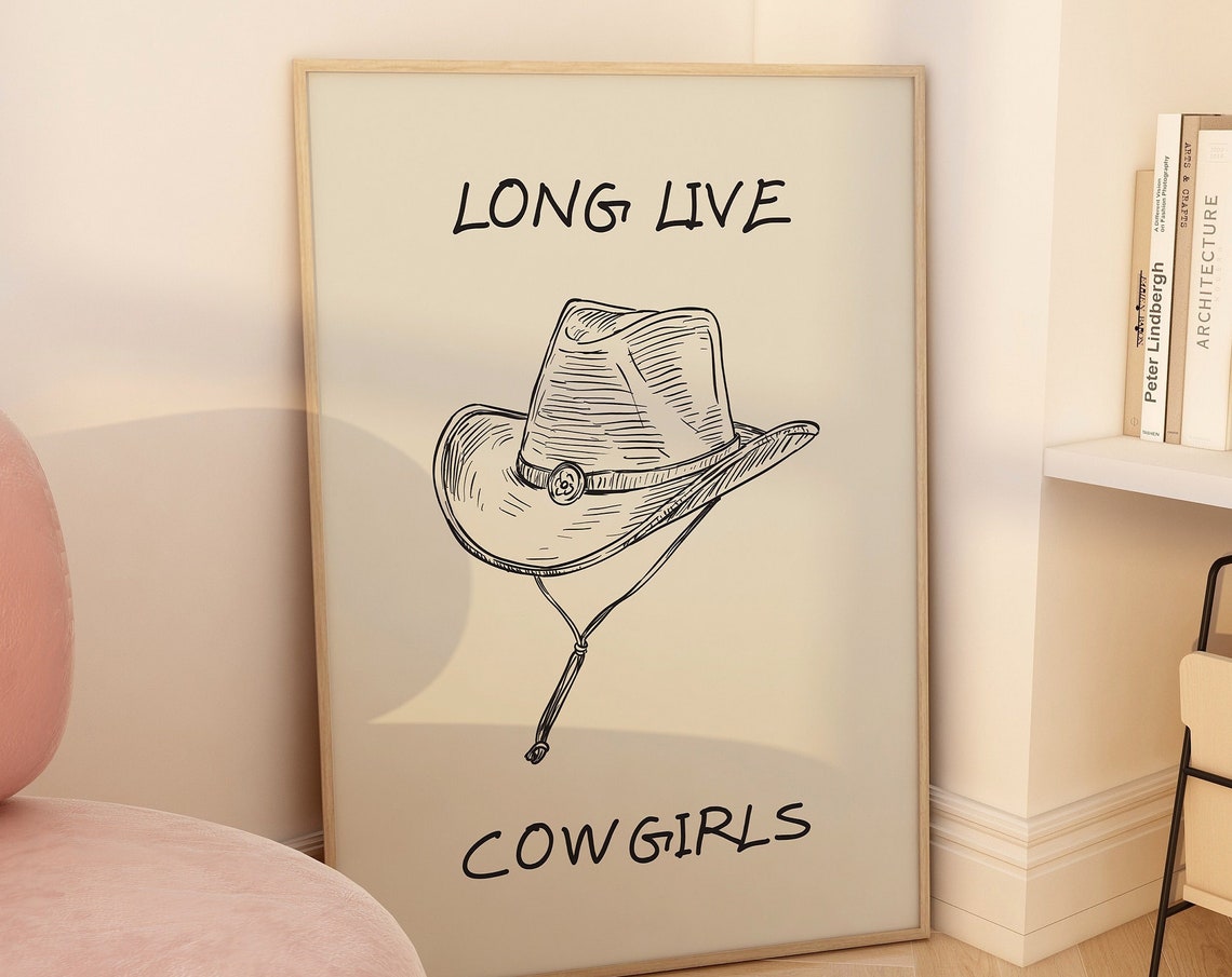 Vintage Cowgirl Print Retro Western Poster Cowboy Hat Print Trendy Western Wall Decor Cute Cowgirl Wall Art 1 Print