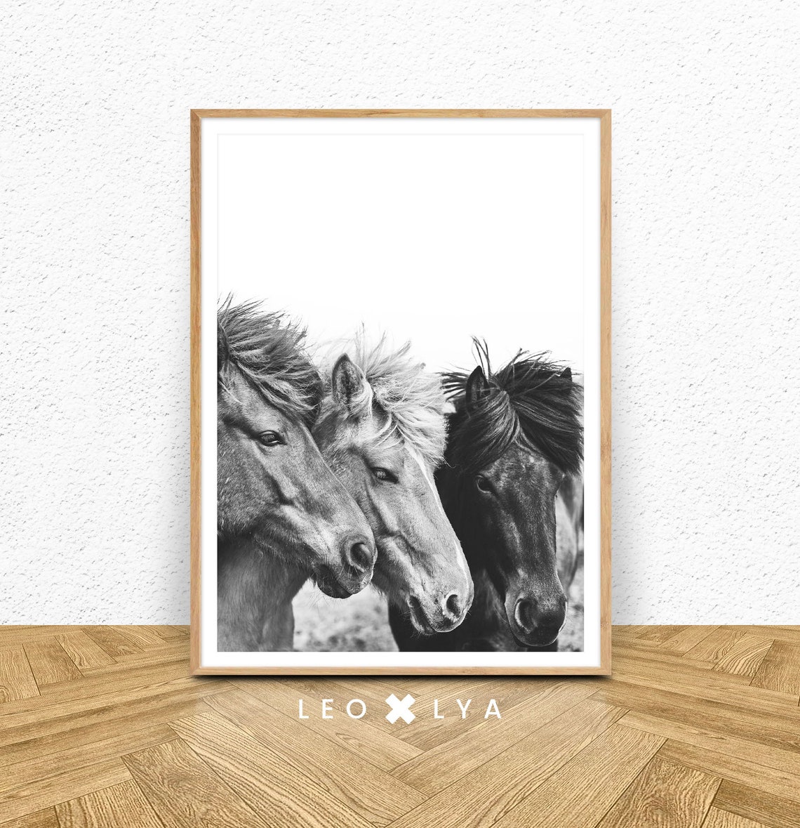 Three Horses Black And White Equine Photography Print Wall Decor