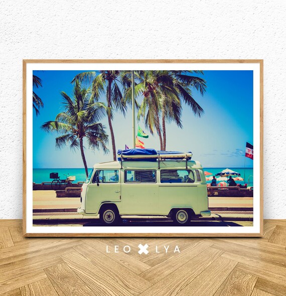 Beach Photo Wall Art Palm Tree Art Tropical Wall Art Tropical Van Photo Instant Ocean Decor Beach Decor
