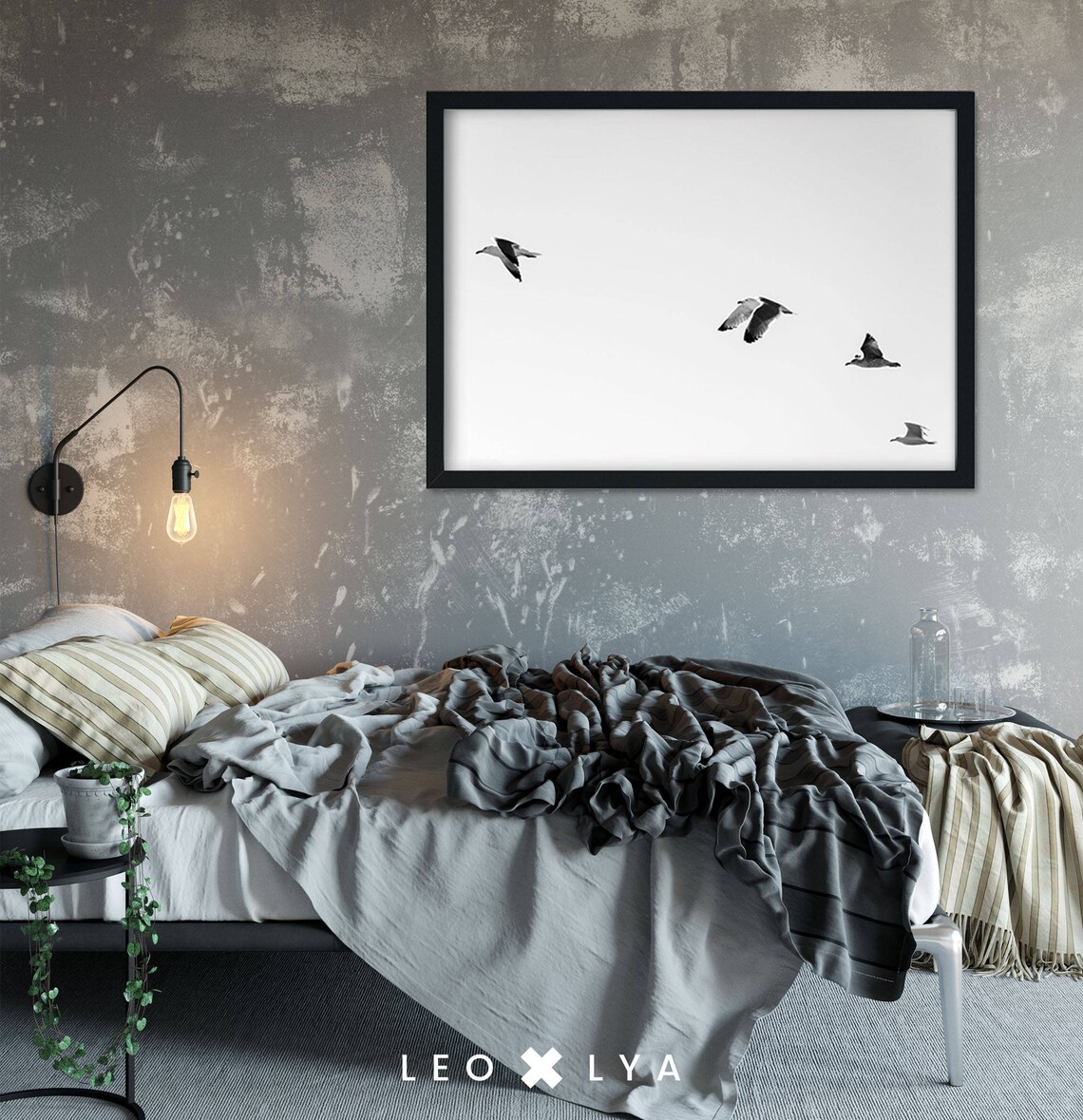 Seagull Minimalist Art Print, Black And White