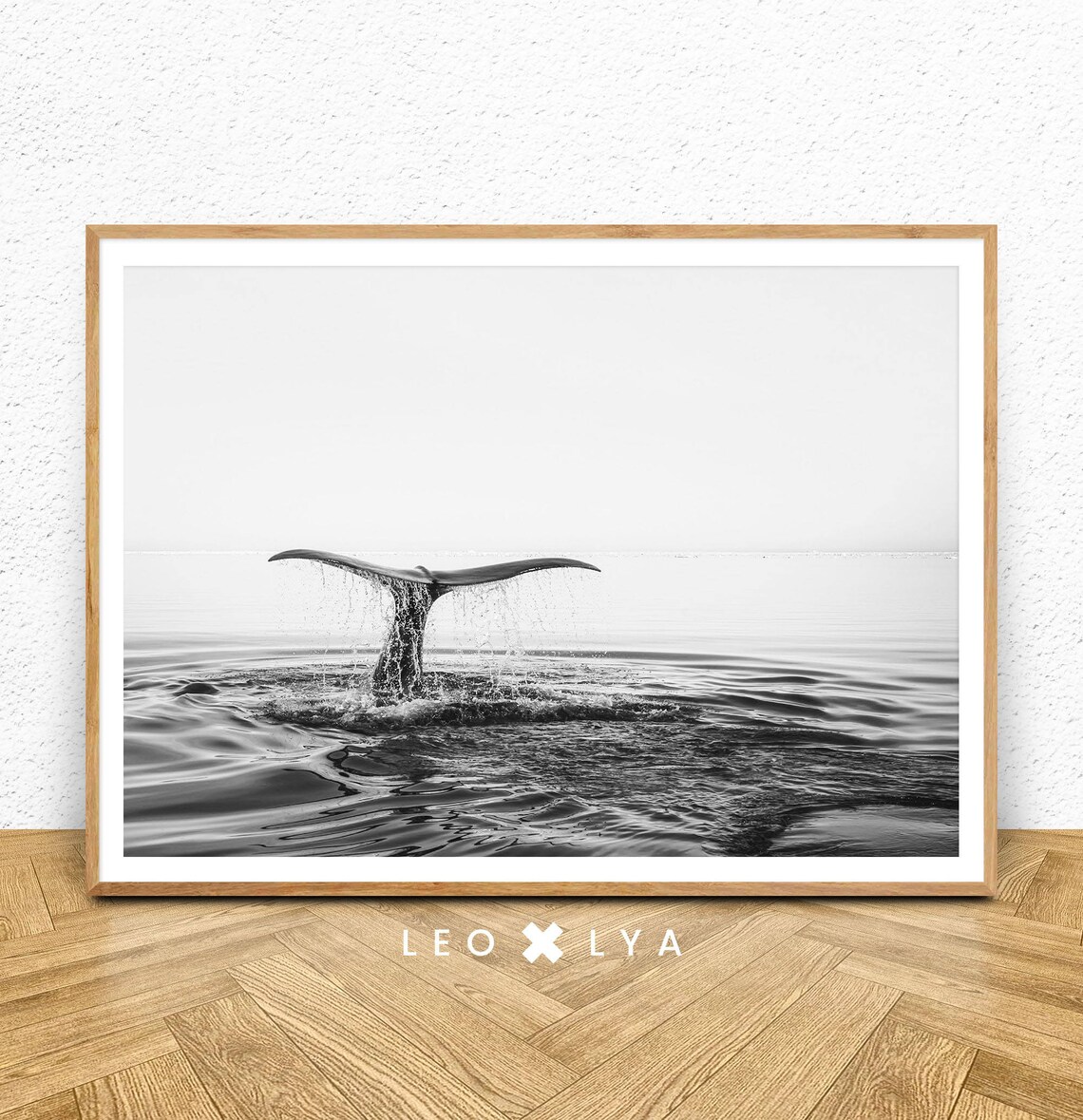 Whale Tail Ocean Print Decor, Coastal Wall Art