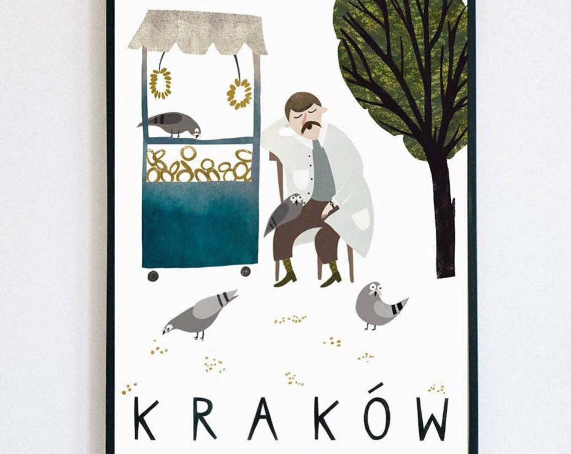 Cracow Poland Travel Poster, Holiday Wall Art Print