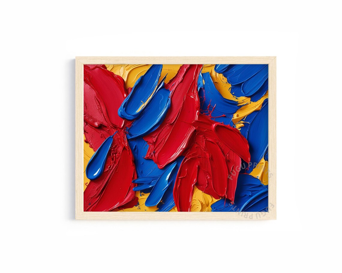 Abstract Art, Bold Primary Colors Modern Expressionist Painting