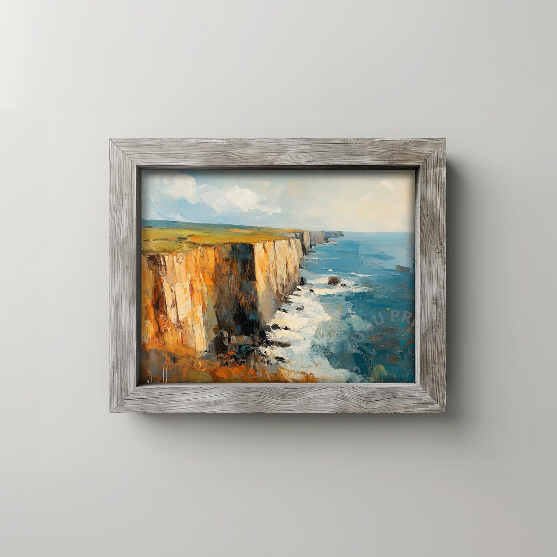 Coastal Cliffs Impasto Seascape Art Print - Image 2