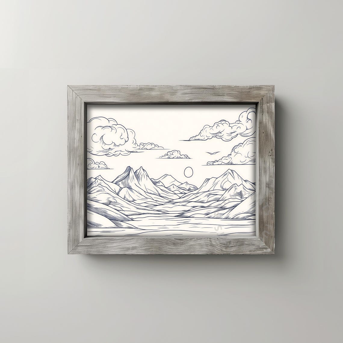 Mountain Line Art Minimalist Landscape Wall Art Black And White Home Decor 134 - Image 2