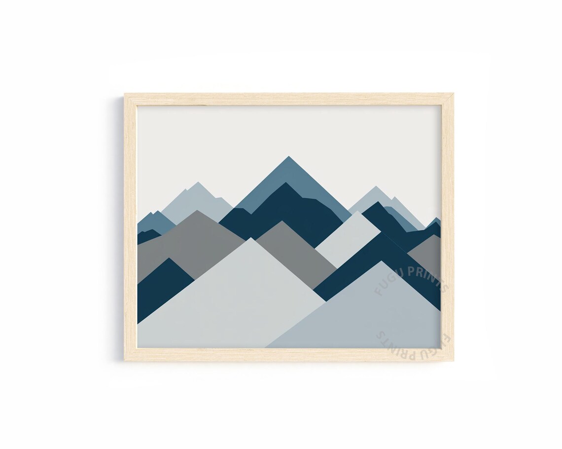 Minimalist Mountain Geometric Art, Modern Decor