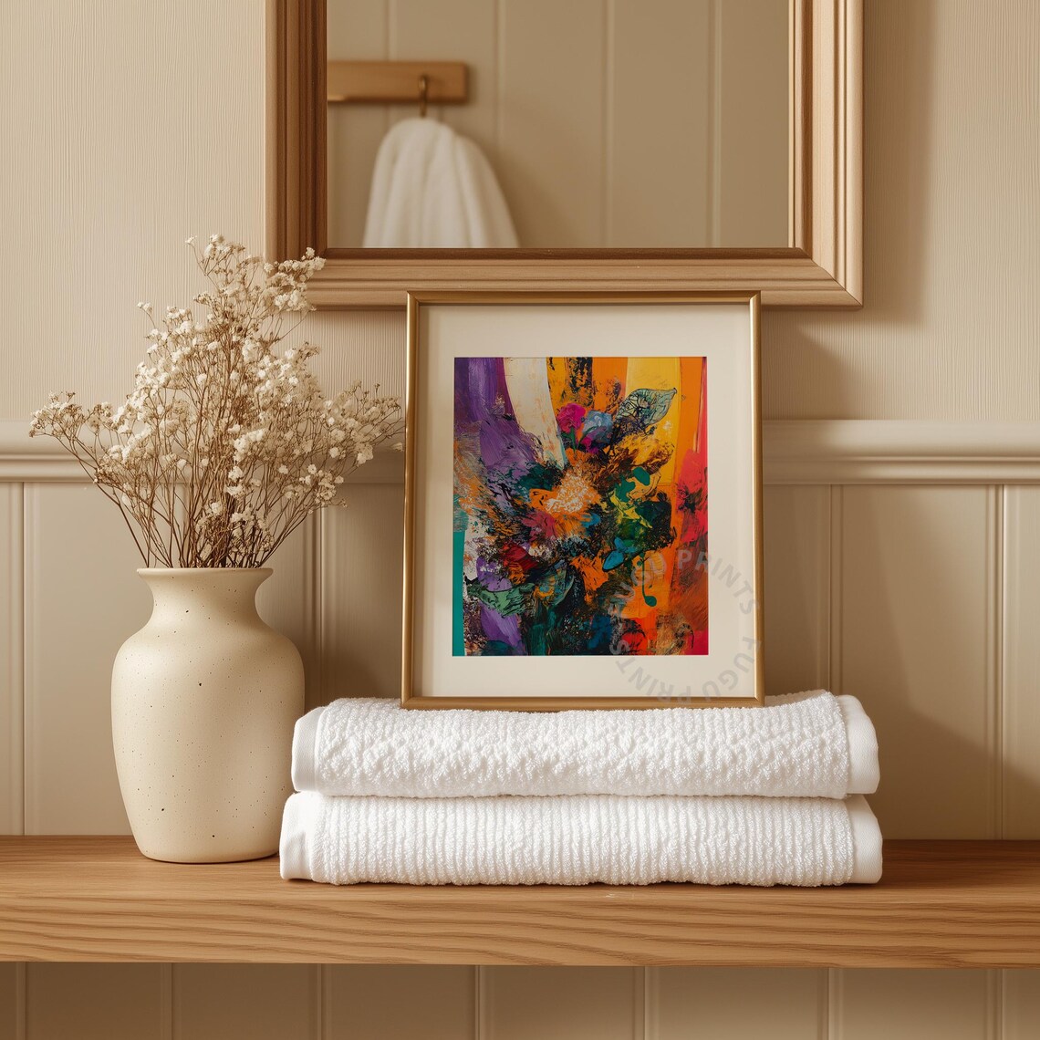 Abstract Floral Print, Colorful Expressionist Art - Image 3