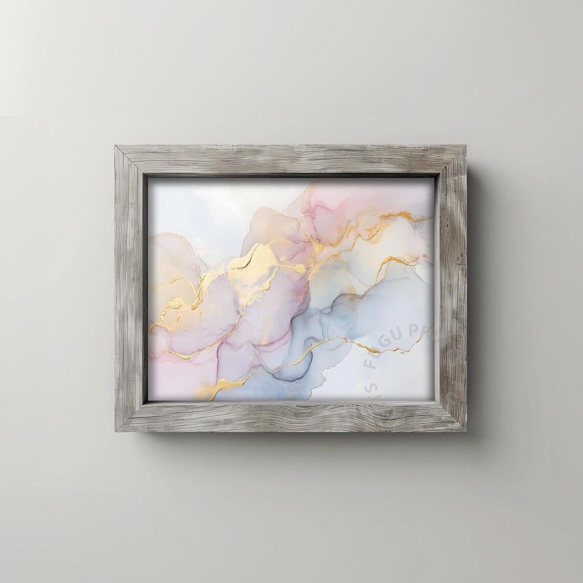 Blush Pink Gold Abstract Fluid Art, Modern Decor - Image 2