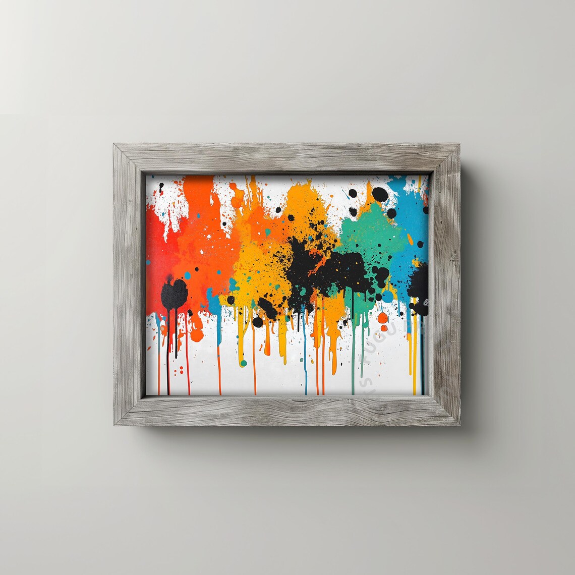 Abstract Expressionism Print Colorful Splatter Art Wall Art Modern Home Decor Orange Yellow Turquoise 48 - Image 2