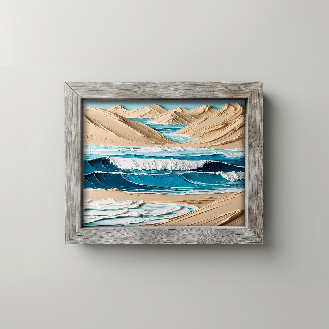 Coastal Impasto Beach Wave Seascape, Modern Decor - Image 2