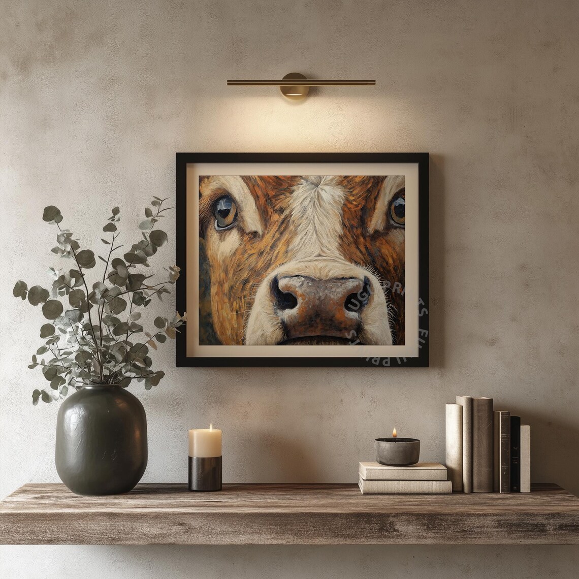Cow Portrait, Rustic Farmhouse Kitchen Decor - Image 4