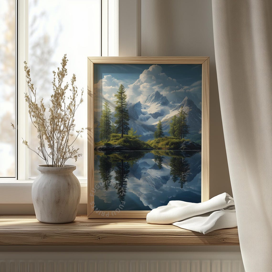 Mountain Lake Reflection Wall Art Serene Landscape 268 - Image 4