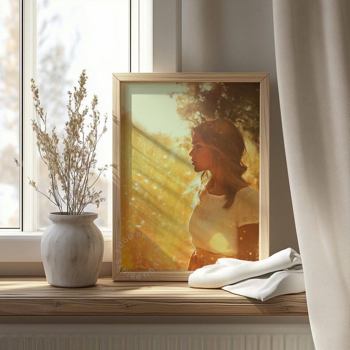 Golden Hour Woman Ethereal Portrait, Boho Decor - Image 4