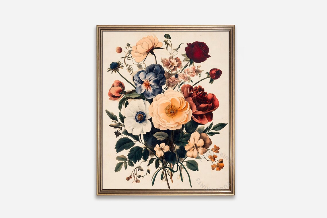 Botanical Print Vintage Flower Bouquet Art Print