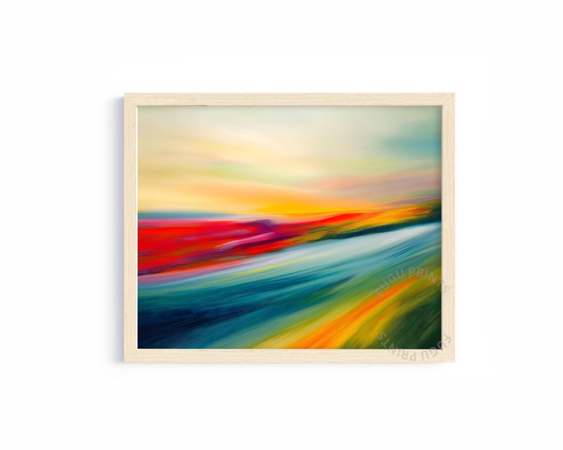 Abstract Landscape, Colorful Horizon Modern Wall Art