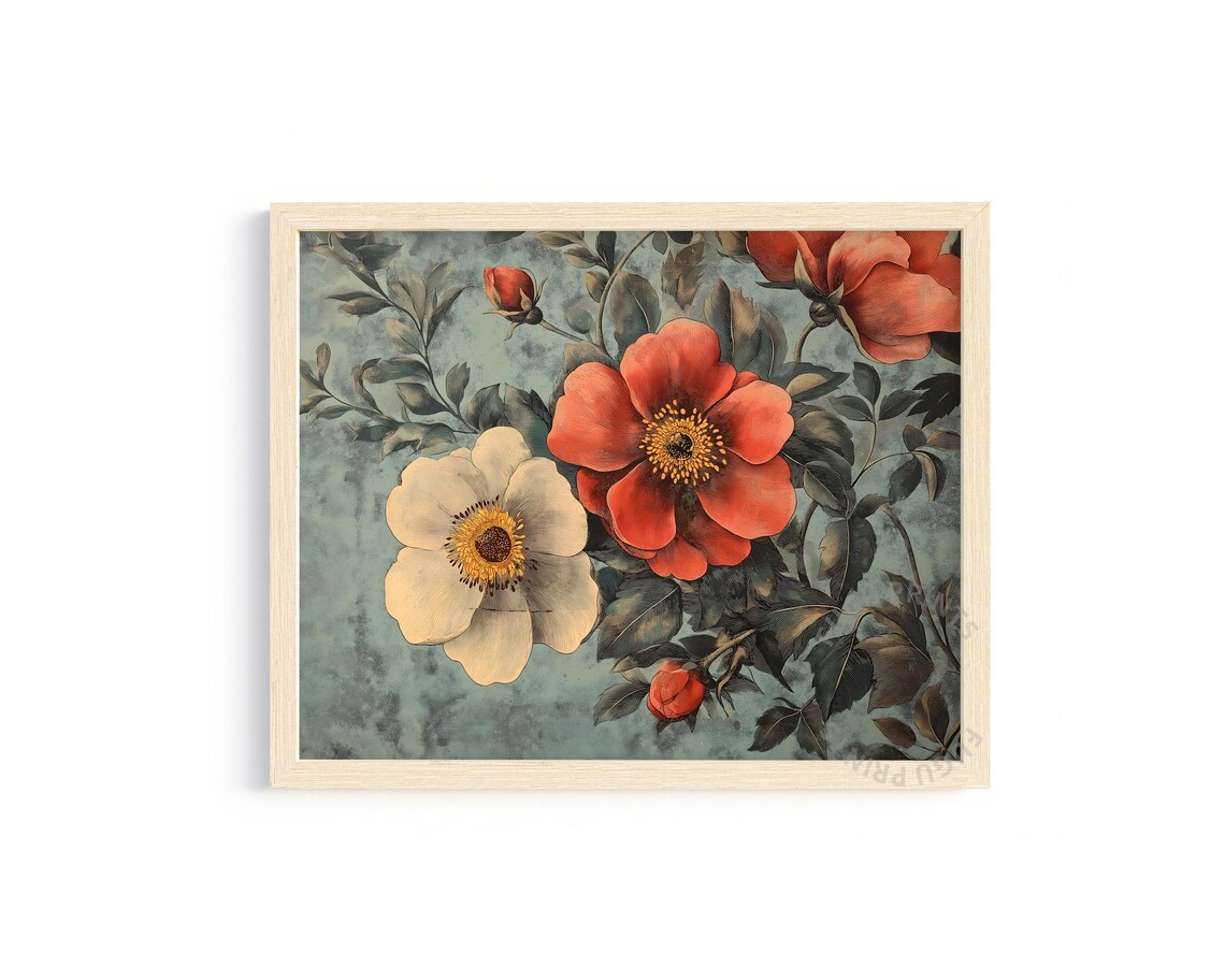 Antique Roses Vintage Botanical Illustration