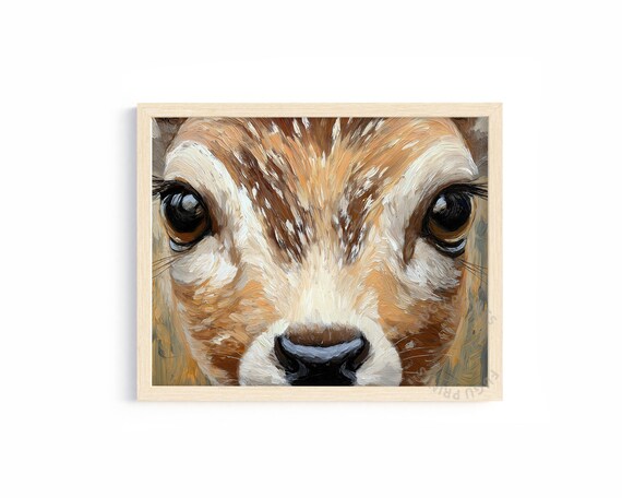 Fawn Face Impressionist Deer Nursery Decor Art Print
