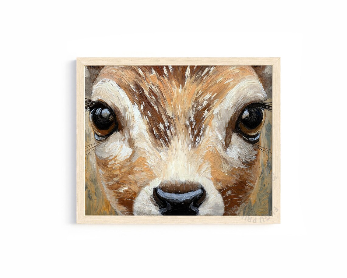 Fawn Face Impressionist Deer Nursery Decor Art Print