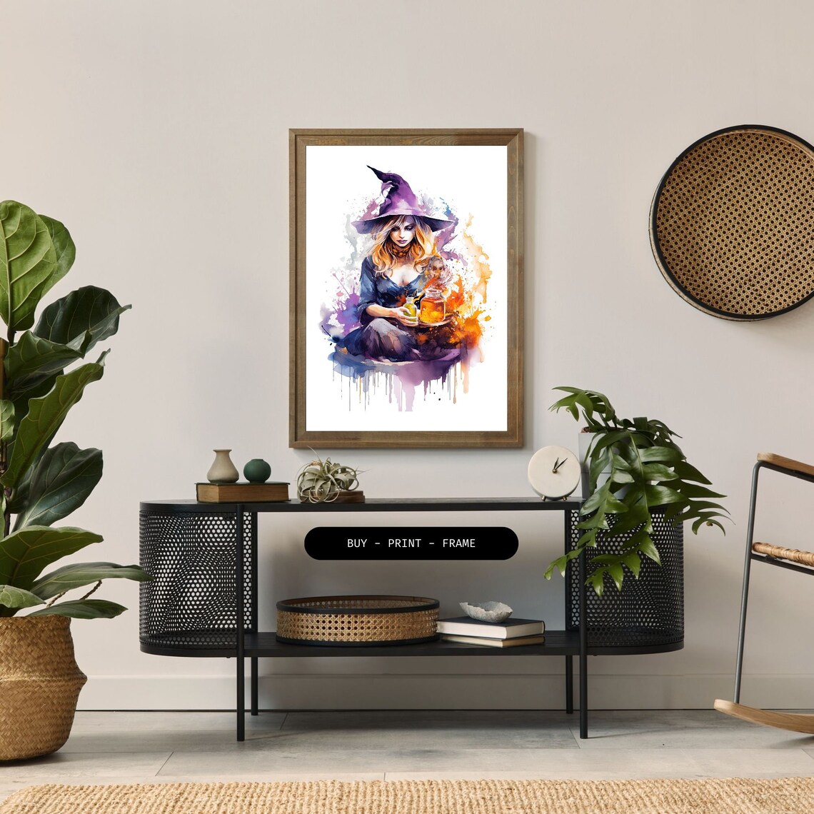 Witch Brewing Potions Watercolor Halloween Decor - Image 2