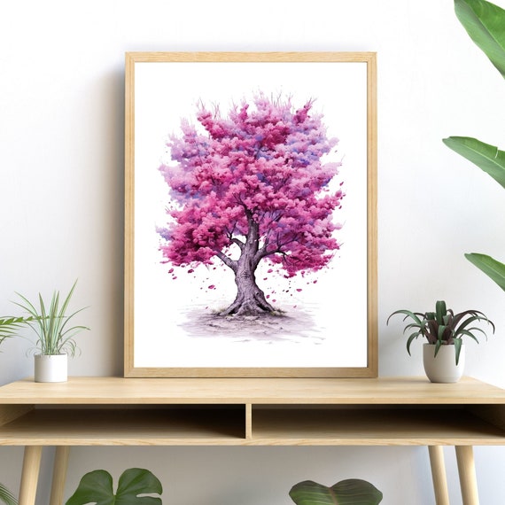 Blooming Cherry Tree Watercolor Art Print