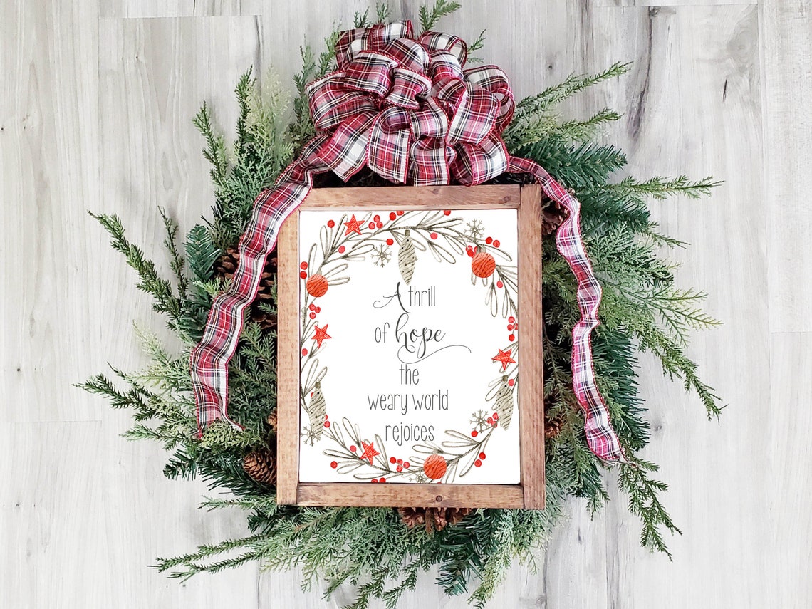 A Thrill of Hope Ornament Wreath Christmas Lyric Holiday Wall Art - Image 2