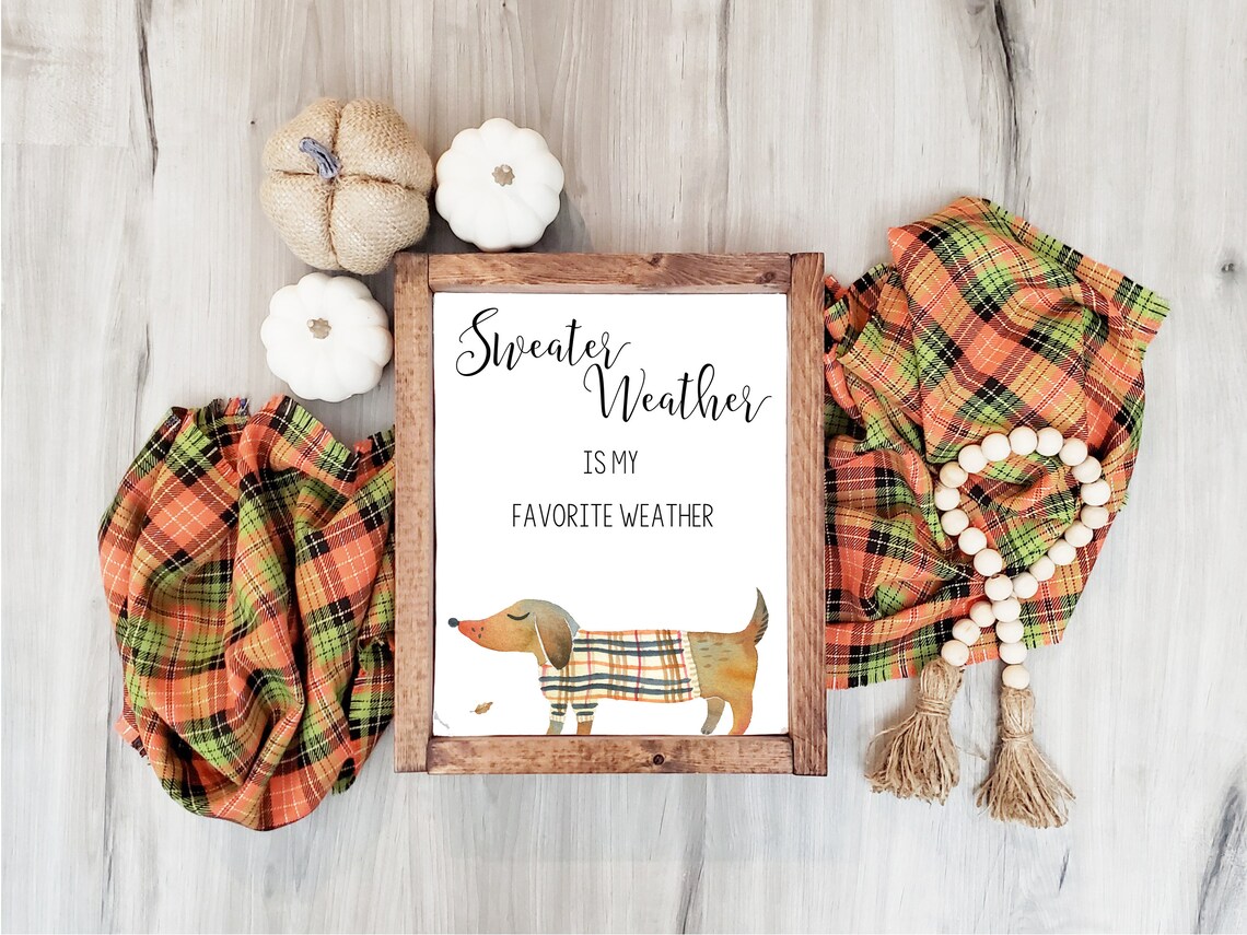 Sweater Weather Is My Favorite Weather Dachshund Plaid Sweater Dog Poster - Image 3