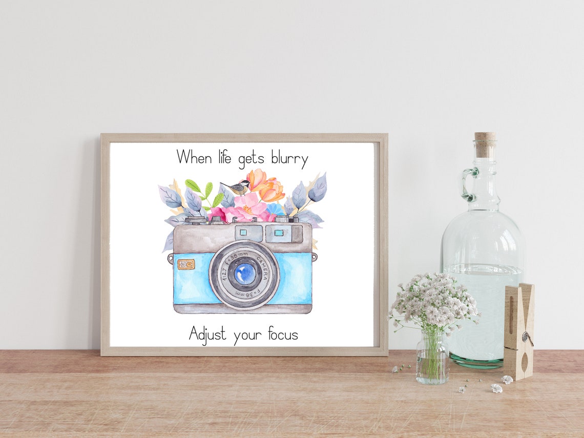 When Life Gets Blurry Adjust Your Focus Vintage Camera Quote Poster - Image 4