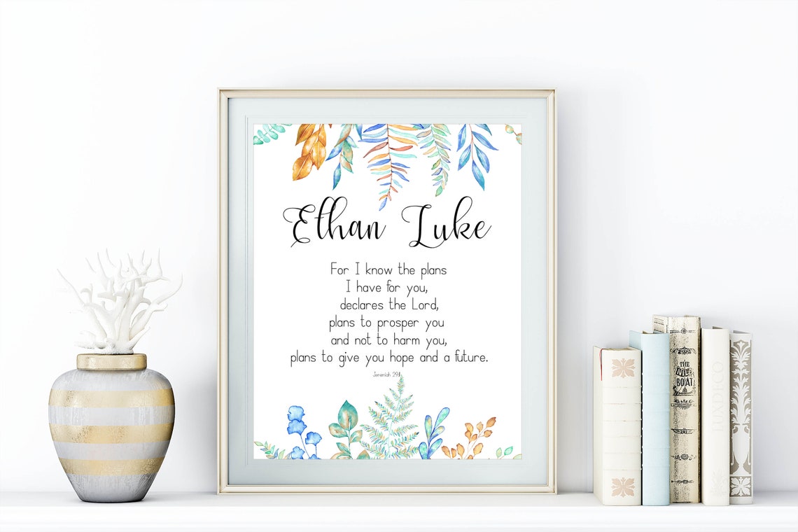 Jeremiah 2911 Personalized Hope And A Future Kids Bible Verse Sign 5x7 8x10 85x11 11x14 16x20 Scripture Custom Name Gift - Image 3