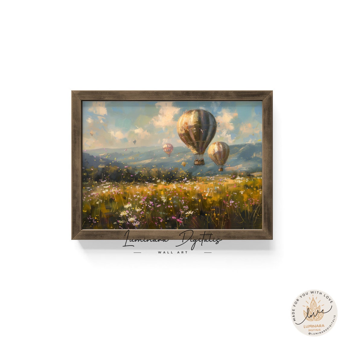 Wall Art Serene Sunset Wall Art Balloons Blooming Meadow Landscape Photo Nature Inspired Decor Fine Art Print - Image 6