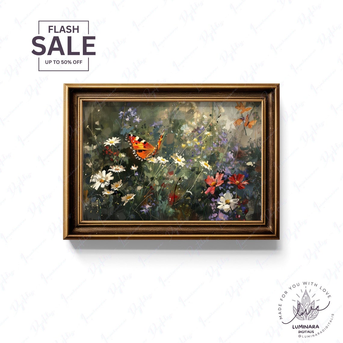 Wall Art Vibrant Meadow Butterfly Art Impressionist 130 Image Wall Decor For Homeoffice - Image 2