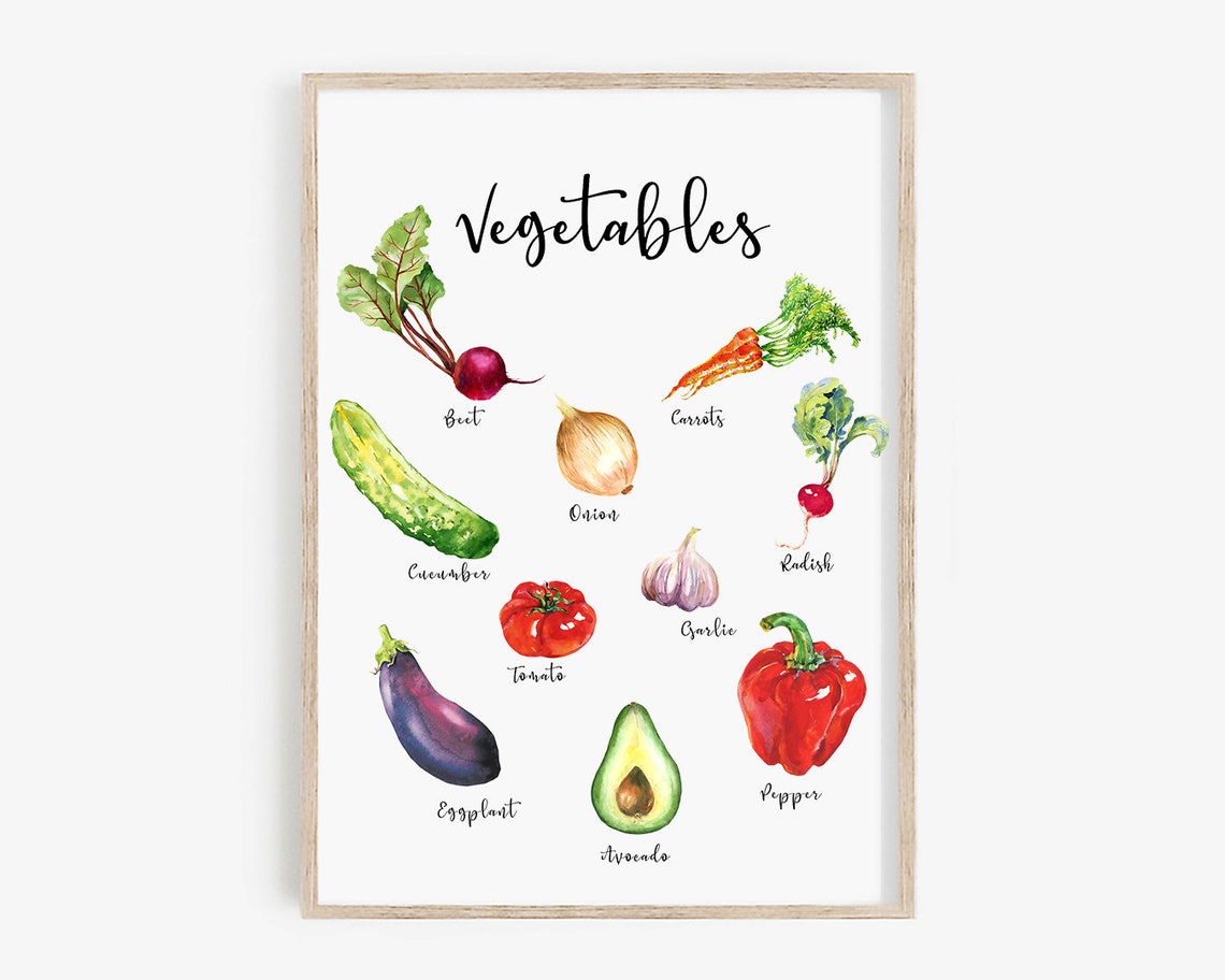 Vegetables Watercolor Botanical Kitchen Chart Art Illustration Print - Image 4
