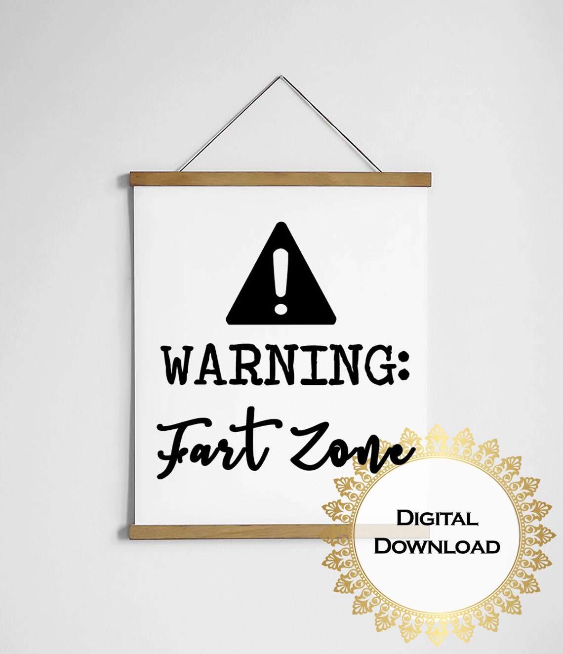 Warning Fart Zone Funny Bathroom Sign Caution Triangle Humor Print - Image 3