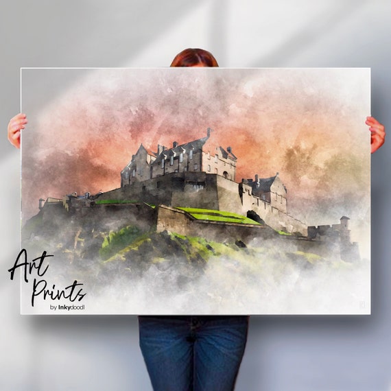 Edinburgh Castle Watercolour Style Art Print Or Print Option