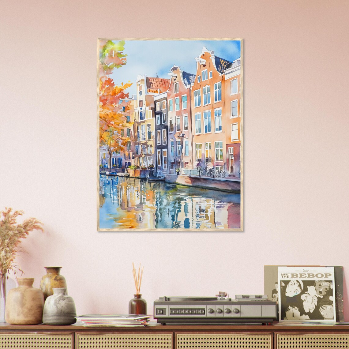 Amsterdam Watercolor Travel Poster, Netherlands Cityscape - Image 3